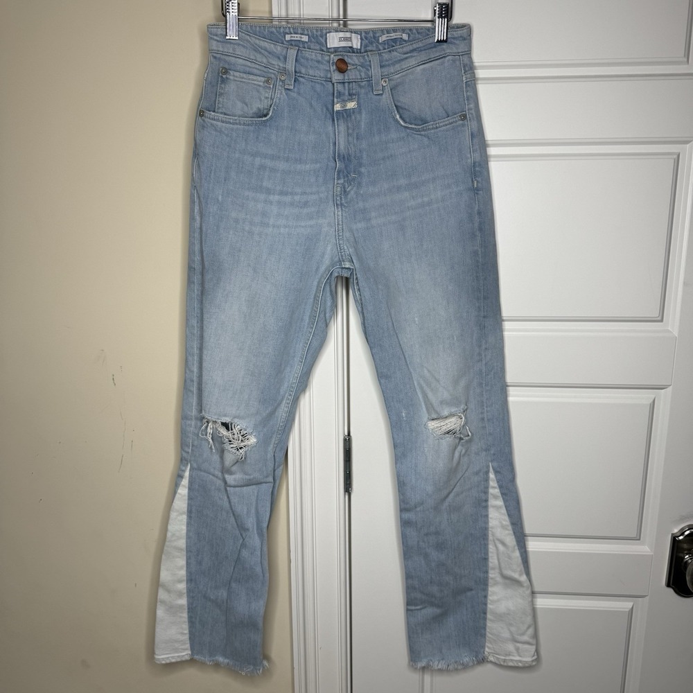 Closed Baylin High Rise Flare Jean Women's 29 (28/28.5) Light Blue Spliced Italy